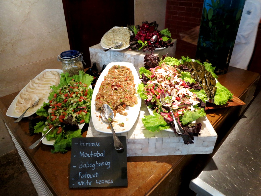 I particularly enjoyed the Mediterranean spread. Without necessitating carbs, I put dollops of the babaghanoush and moutabal the on top of the fatoush salad