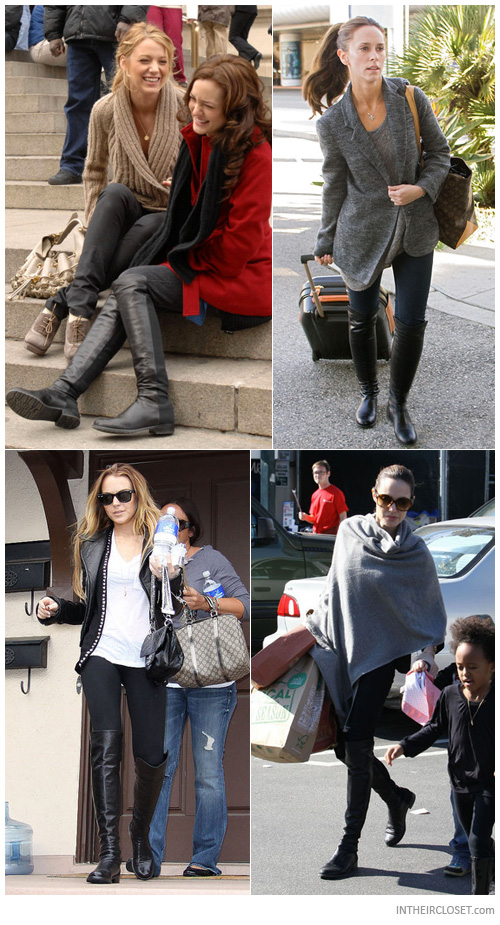 More love for the 5050: Leighton Meester, Jennifer Love Hewitt, Lindsay Lohan and Angelina Jolie rock their Stuart Weitzman boots