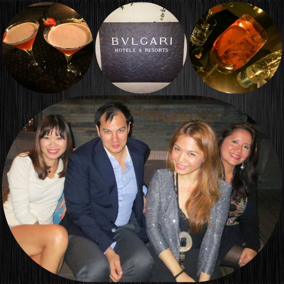 Aperitivo at the Bulgari Milano-- a must-do when in Italy (Fiona Manini, Andy Barnham, Cheryl Tiu, Therese Garceau)