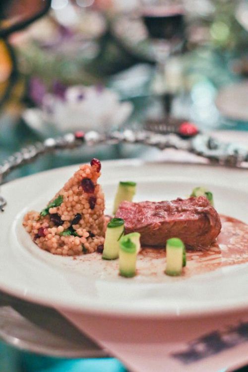 Mains were a choice between: Sous vide Angus Beef served with Israeli couscous...