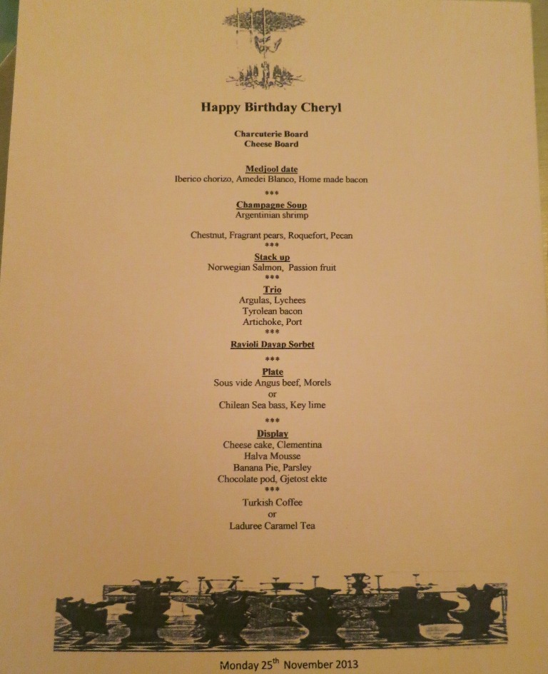 Cheryl Tiu Birthday Menu at Liechtenstein Residence