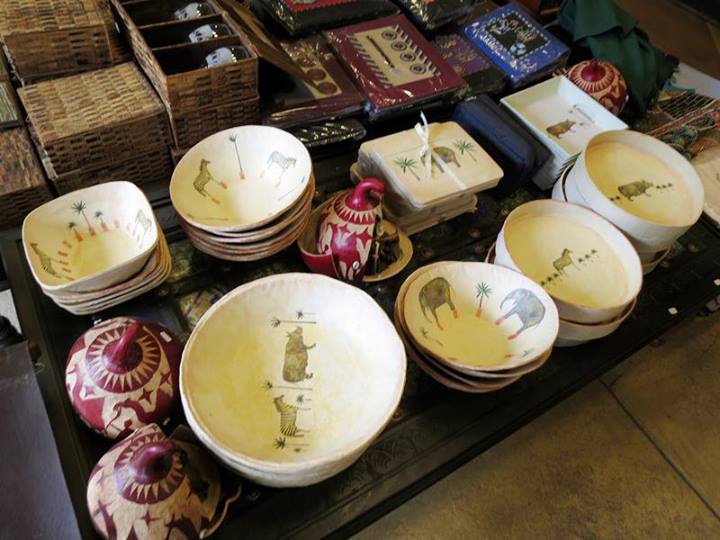 I found the paper mache plates, trays and bowls that were being used in the Serengeti Safari Camp, if you noticed in my previous photos. These are made by the blonde girl sitting next to me, her name is Serena :) They are so beautiful!