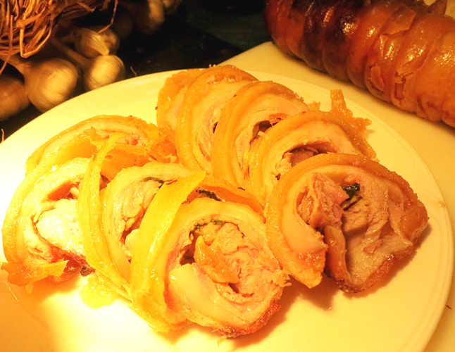 Boneless Lechon with Red Wine-Liver Sauce by Chef Myrna Segismundo for Peninsula Manila 2