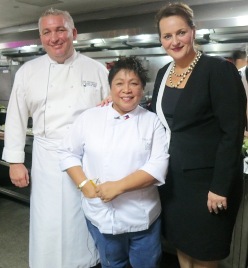 Peninsula Manila Executive Chef Richard Green, Chef of the Hour Myrna Segismundo, Peninsula Manila General Manager Sonja Vodusek