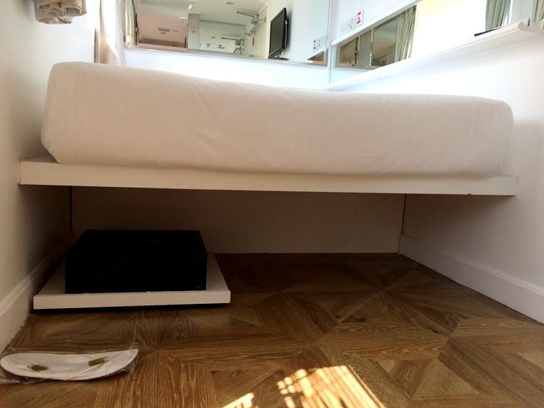 And in case you're wondering, the safe is underneath the bed. And they provide slippers, too!
