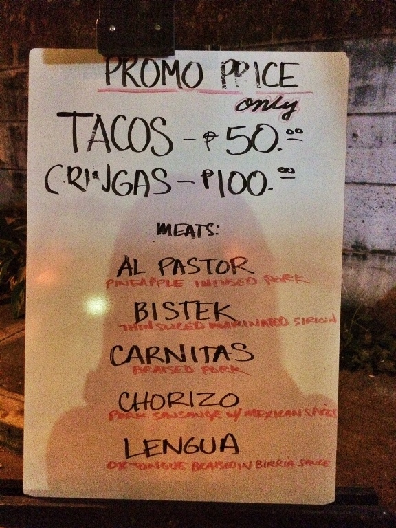 Tacos Chingones Makati Menu