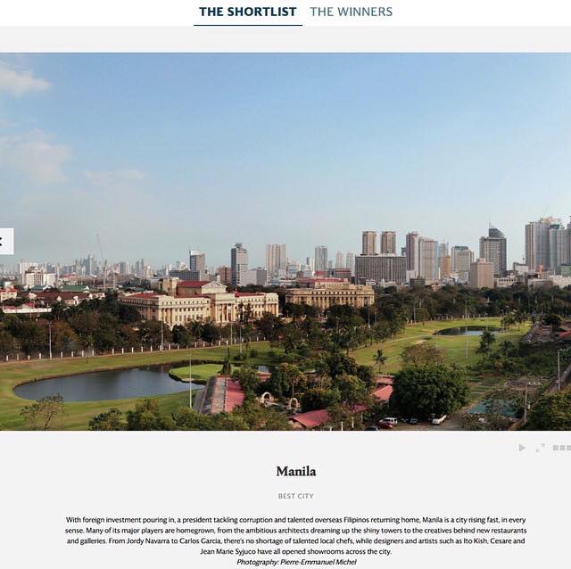 Manila as Best City- Wallpaper Design Awards 2015