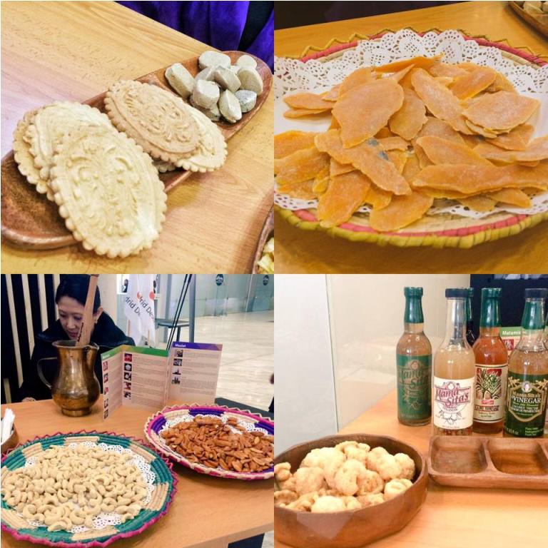 Some of the Pinoy goodies we had at the Philippine booth: San Nicolas cookies, dried mangoes, pili nuts (these were a particular hit!), cashew nuts and chicharon with Mama Sita sauces!