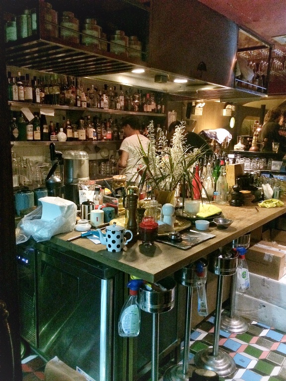 They make the cocktails at Salon 10 in this open bar/ table area