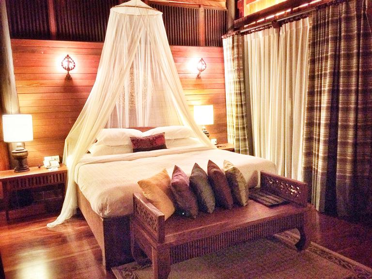 I stayed at the Le Palais Juliana while I was here, and my villa-- which is sprawling hugeee (not captured in this photo though) but also a juxtaposition of Laotian woodwork and colonial architecture