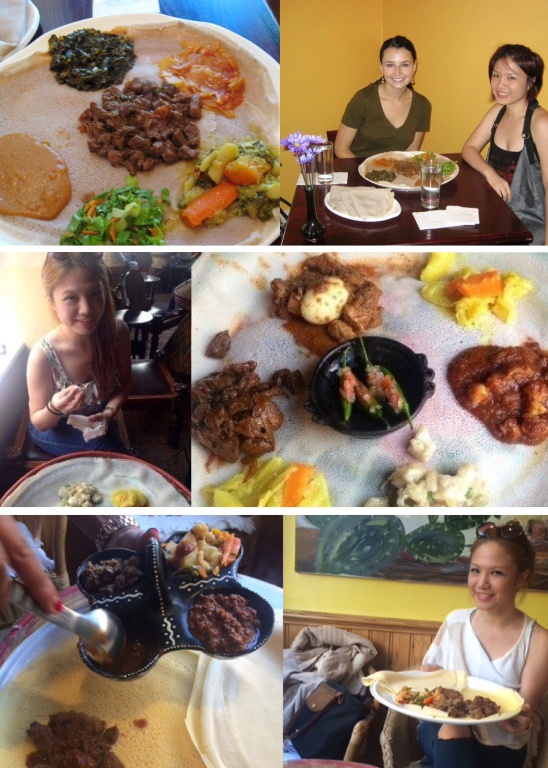 Cheryl Tiu eating Ethiopian and Eritrean Food in Massawa in New York City (with my dear friend Monika Dziamka!) in 2009, Addis in Cape in Capetown in 2014, and Asmara in London in 2015