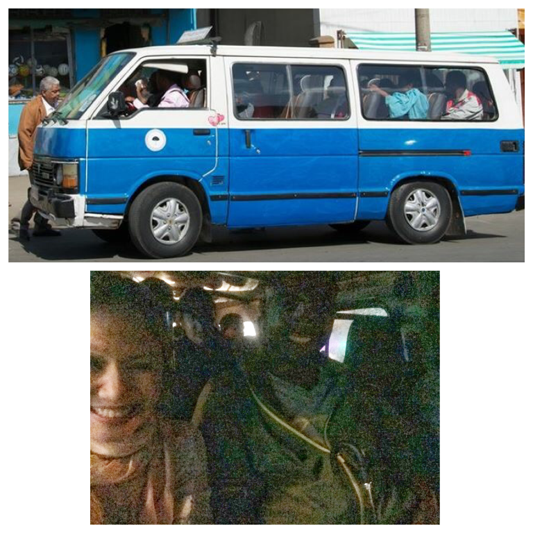 Riding a minibus in Addis Ababa, Ethiopia