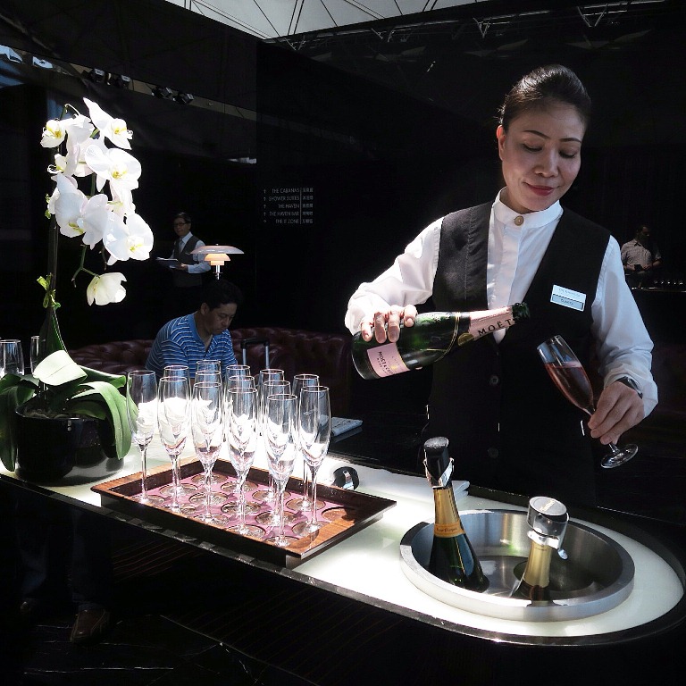 Cathay Pacific First Class- Hong Kong International Airport- Champagne Trolley