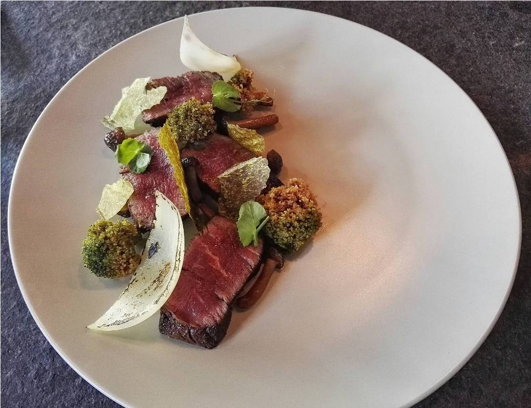 TLC (P1,500) is kitayama tenderloin grade 6 coated in 5-spice powder before being smoked.. served with various textures of broccoli.. a tribute to the classic beef broccoli dish (Photo by Cheryl Tiu)