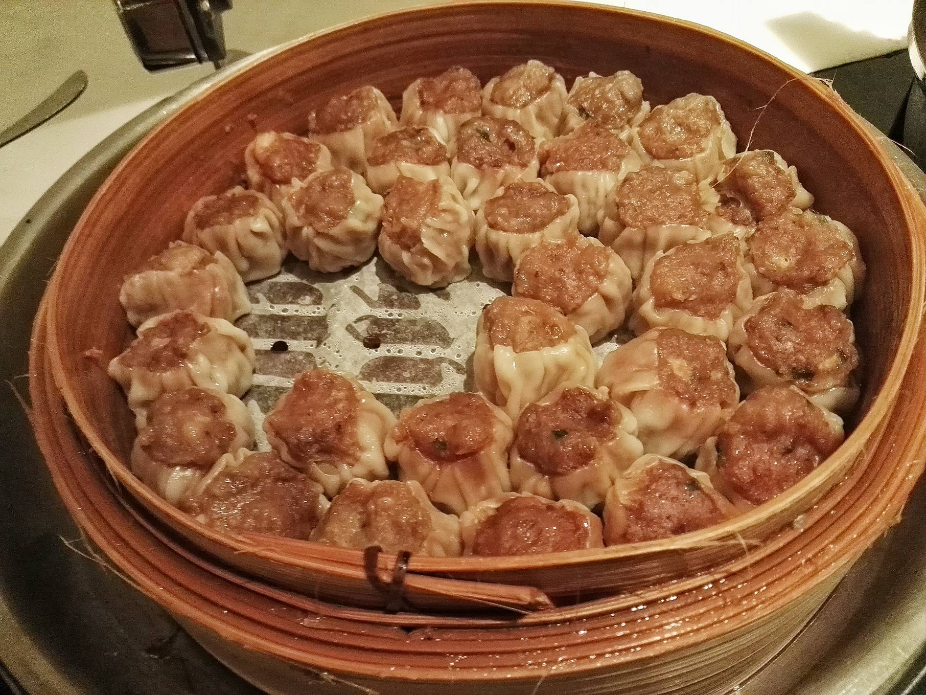 Beef dumplings or siomai at Cathay Pacific Business Class Lounge- Hong Kong