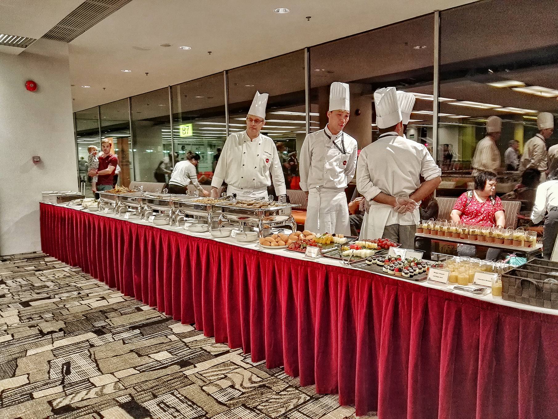 Buffet Station at Changi Airport Gate for the Inaugural Flight of Singapore Airlines