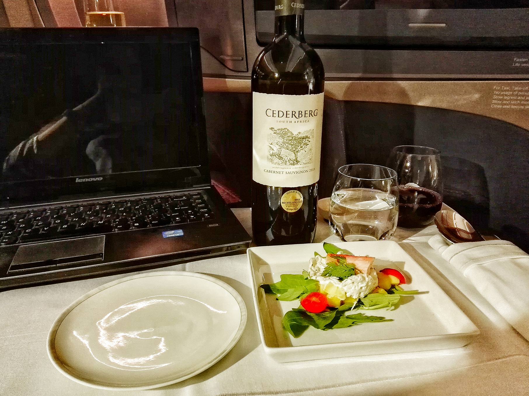 Cederberg Cabernet Sauvignon Wine Promotion Onboard Singapore Airlines Business Class- Singapore to Dusseldorf- Wifi Available- Airbus A350