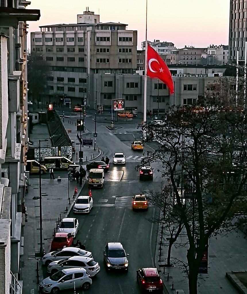 I was in Istanbul during the twin bombing attacks by the Besiktas stadium. The flag of Turkey on Taksim Square (this is the view from my hotel room; we were pretty close to the site) flying half-mast the day after as a sign of mourning. What's amazing I discovered is the resilience of the Turkish people who will never back down and let terrorism win. I join them in this quest.