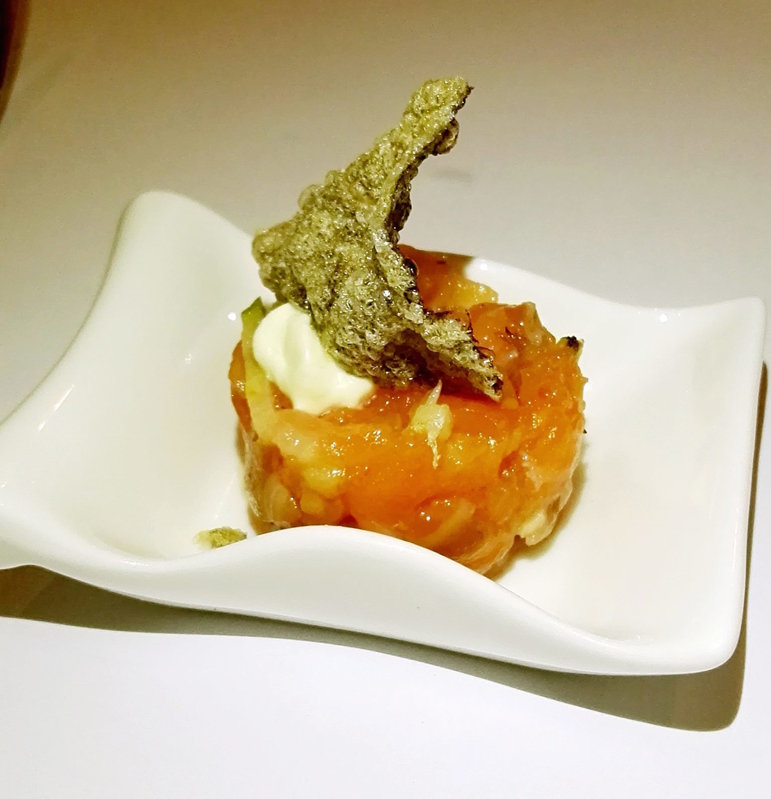 Fresh and Smoked Salmon with Granny Smith Apple and Dijon Mustard Cream