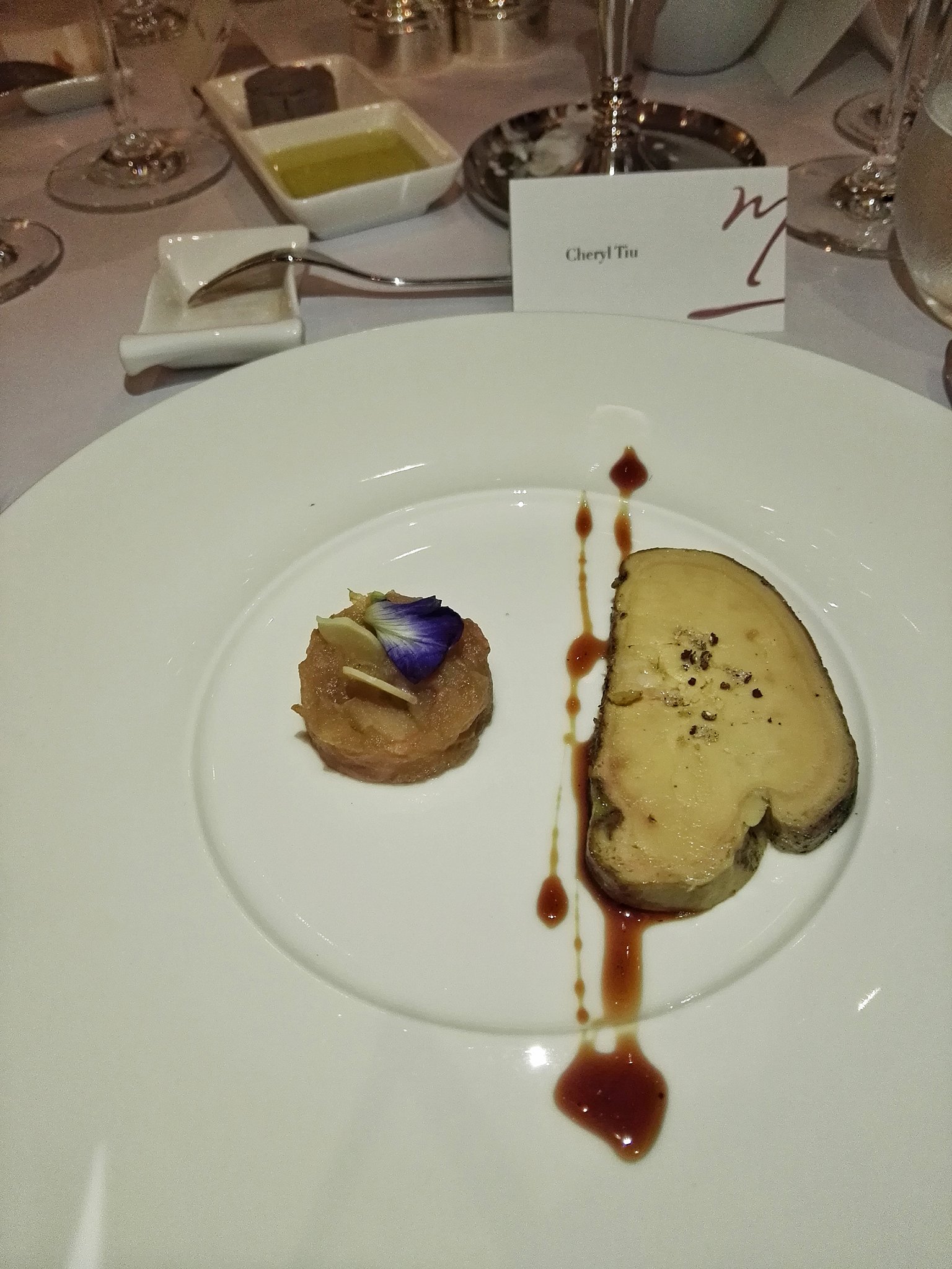 Starter: Roasted Duck Foie Gras, Granny Smith Apples and Ginger Chutney