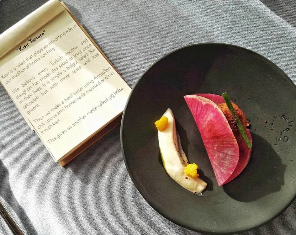 At Neolokal, chef Maksut Askar offers tasting menus with cards explaining the stories behind each dish that guests get to take home. Absolutely brilliant so the restaurant's philosophy doesn't get lost in translation in case the chef isn't around. This is the Kisir Tartare 