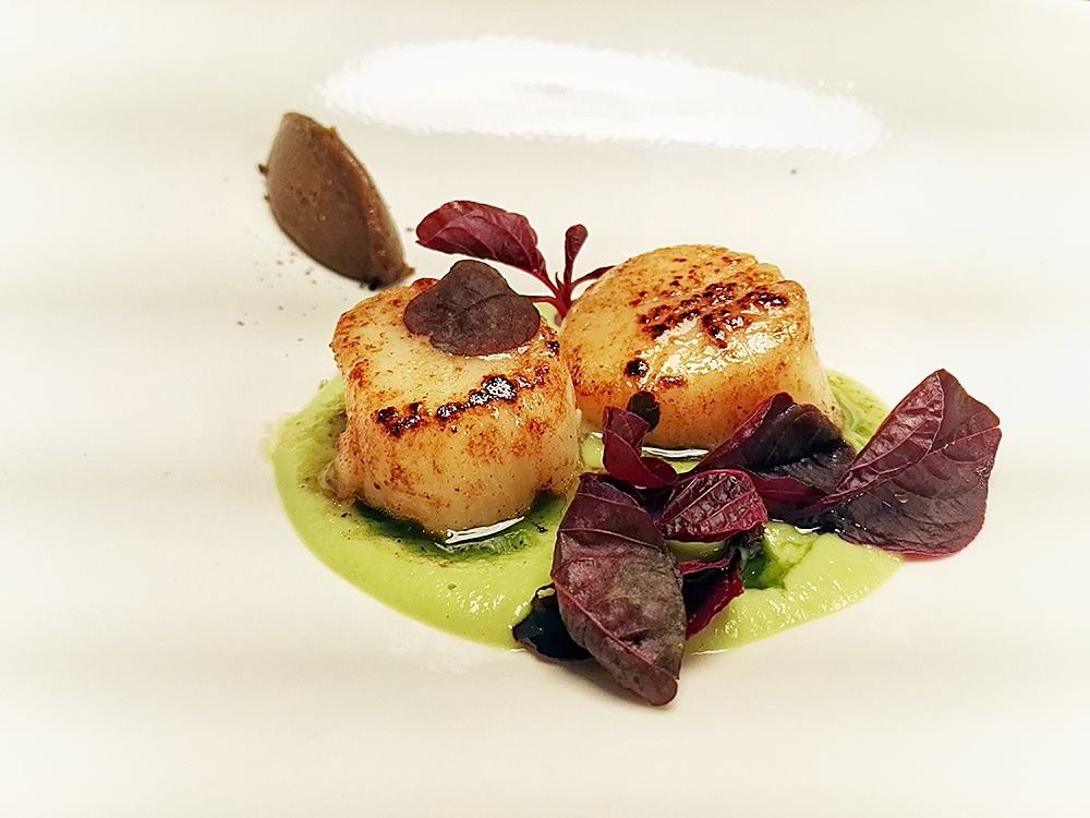 Test Kitchen- Josh Boutwood- Makati, Philippines- Surf and Earth- Scallop, Bone Marrow, Green Pea
