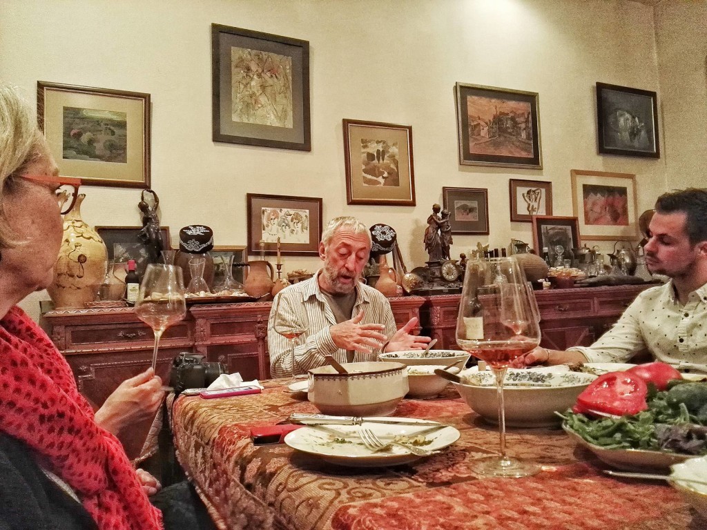 Dr. Eko Glonti in his element at his home in Tbilisi, sharing about his Lagvinari wines to guests over a delicious home-cooked meal