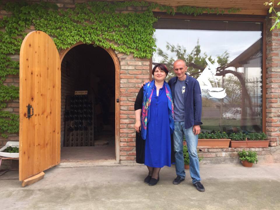 Iago Bitarishvili with wife Marina Kurtanidze (also a winemaker) at their winery in Kartli, Georgia.