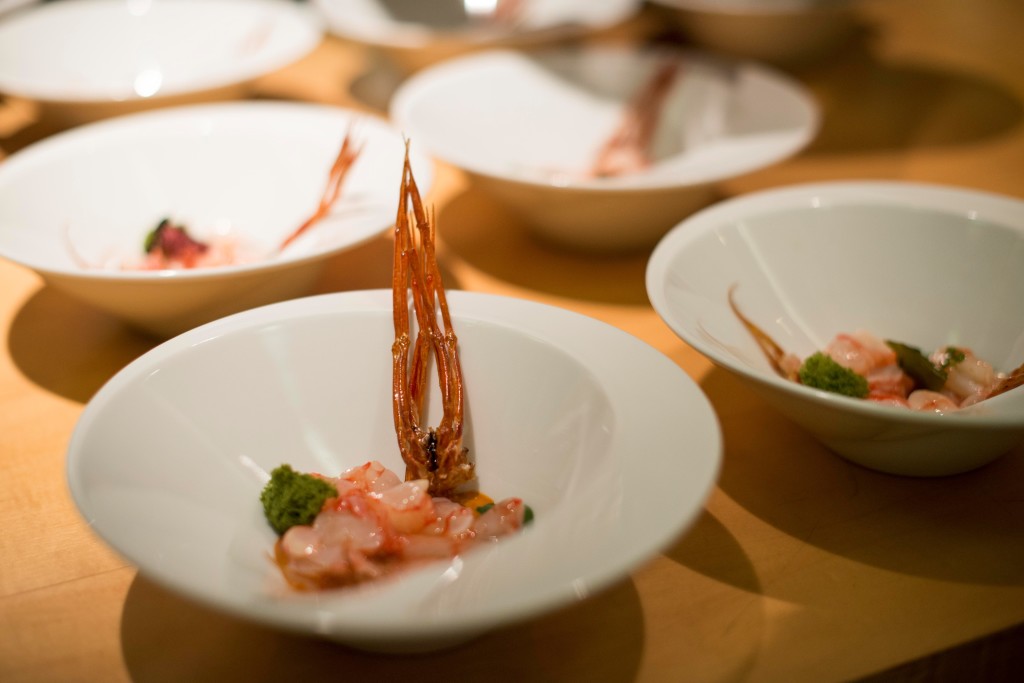 My personal favorite El Celler de Can Roca dish for the evening was their mindblowing signature deconstructed Palamos prawn dish- where all parts of the prawn are edible.(Photo by Miguel Toña - MTVisuals) 
