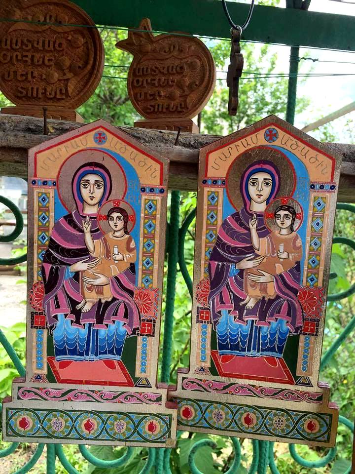 Armenian icons of Mother Mary and Christ for sale. If you notice the pomegranates at the bottom, our guide told us that pomegranates are very significant of Armenian culture. (Photo by Cheryl Tiu)