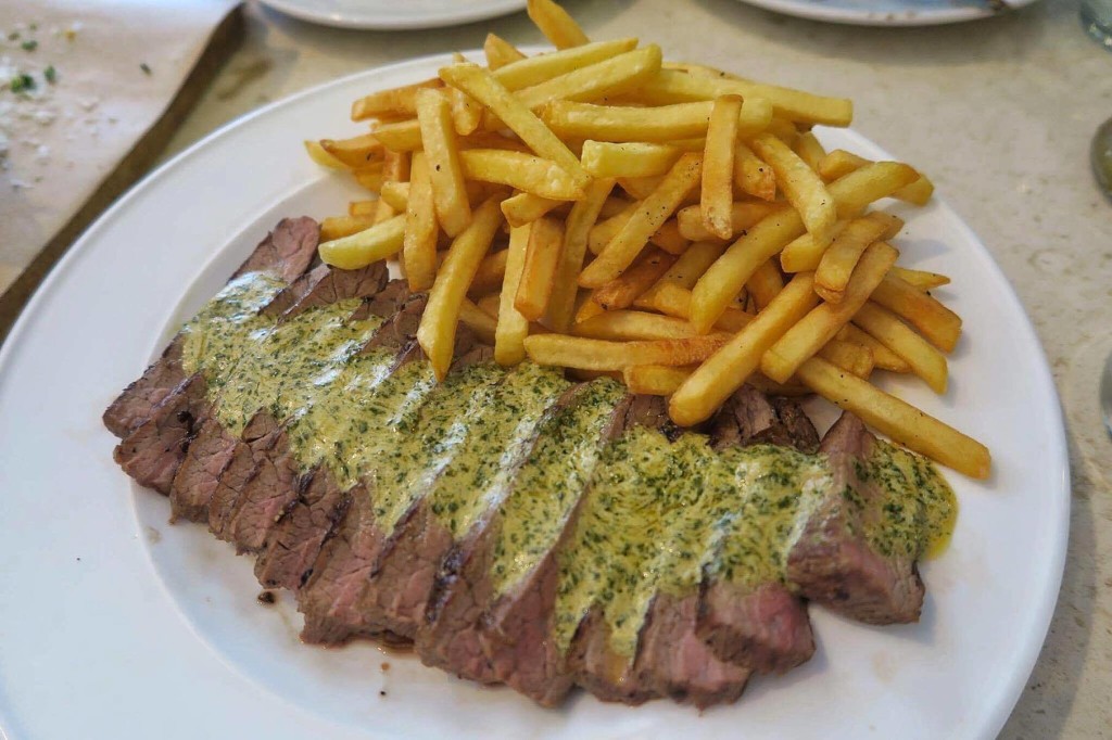 Steak Frites: US Angus Flank Steak with Shoestring Fries and Kettle Steak Butter