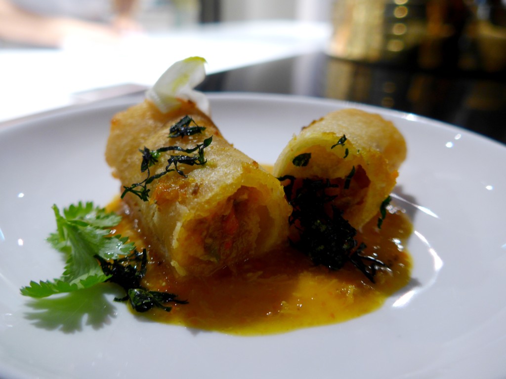 Fried toast roll with hairy crab roe by Leung Fai-Hung of Intercontinental Grand. (Photo by Cheryl Tiu)