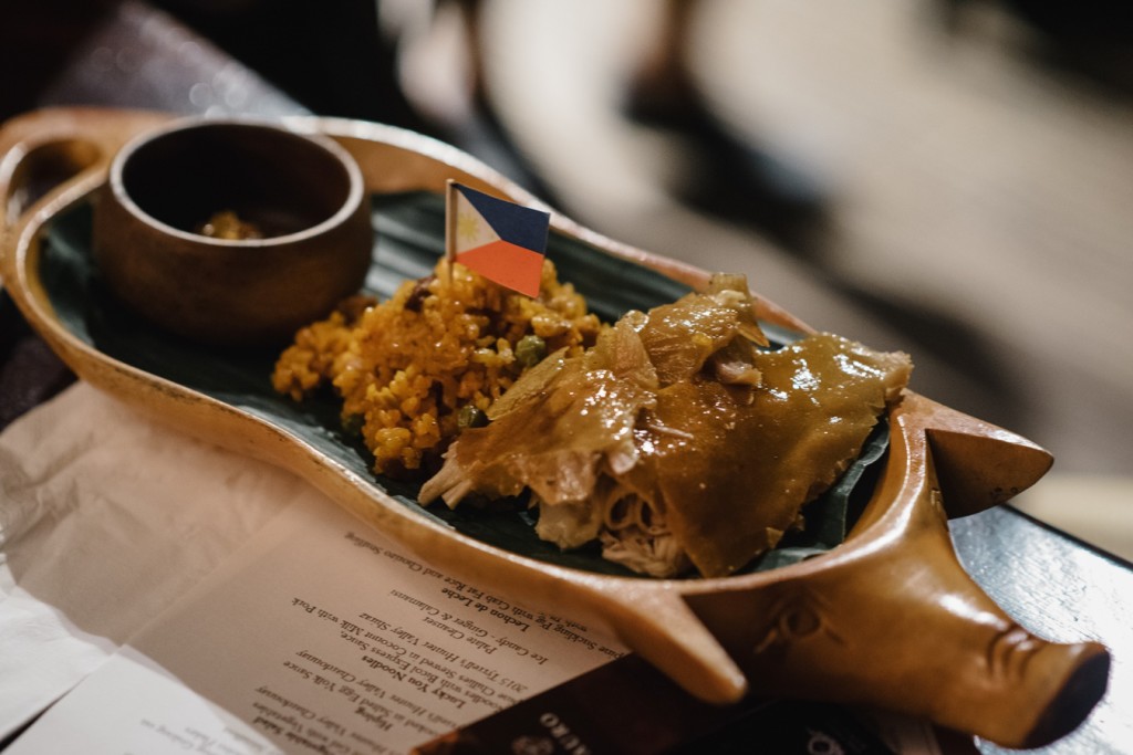 LECHON DE LECHE: Philippine Suckling Pig with Crab Fat Rice and Chorizo Stuffing with Philippine Chilli Labuyo Sauce