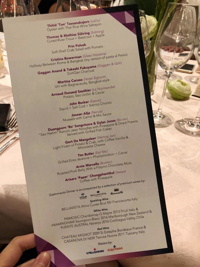 The 15-course star-studded menu! One course each per chef! Photo by Cheryl Tiu)