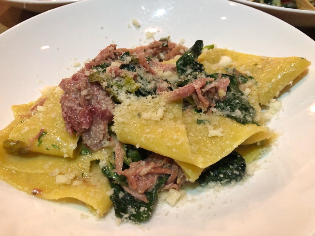 Pappardelle with ham hock, collards and shishitos (Photo by Cheryl Tiu)