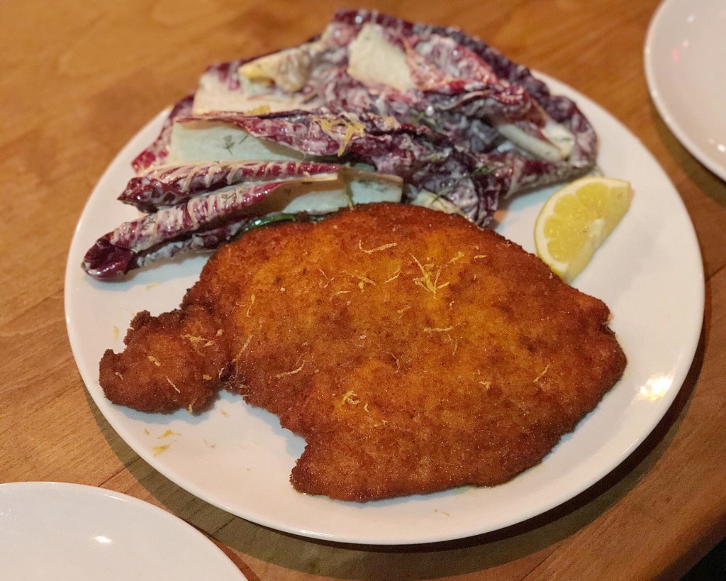 Popina's signature Hot Chicken Milanese, served with radicchio and ranch dressing (Photo by Cheryl Tiu)