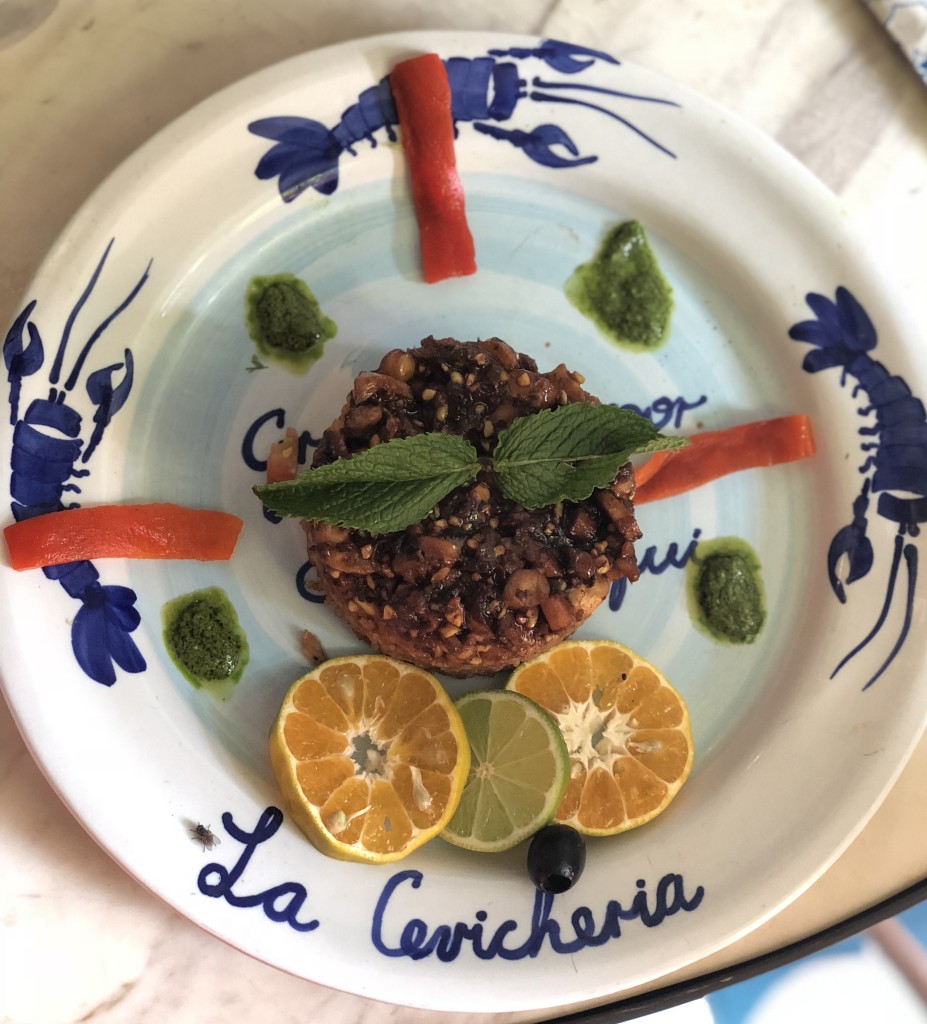 The Octopus with Peanut Sauce, served on top of Coconut Rice, Avocado Salad and Roasted Peppers is for sure the winner at La Cevicheria (Photo by Cheryl Tiu)