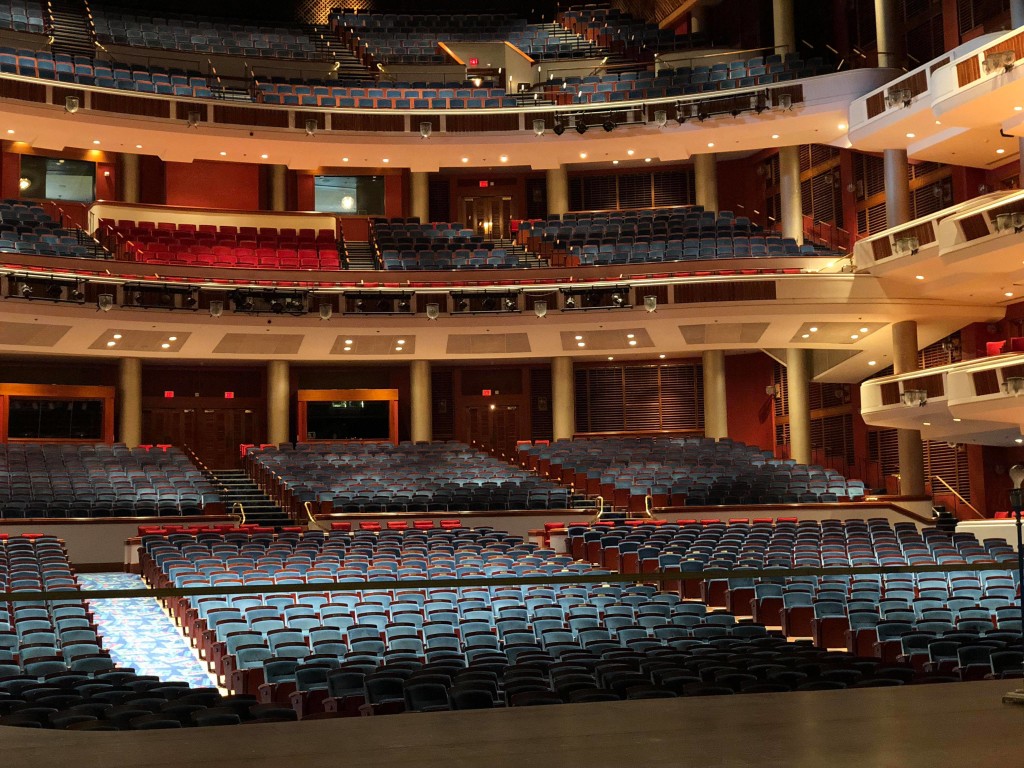 View from onstage-- a behind the scenes peel pn what it looks like for performers at Broward Center for the Perfoming Arts' Au Rene Theater (Photo by Cheryl Tiu)