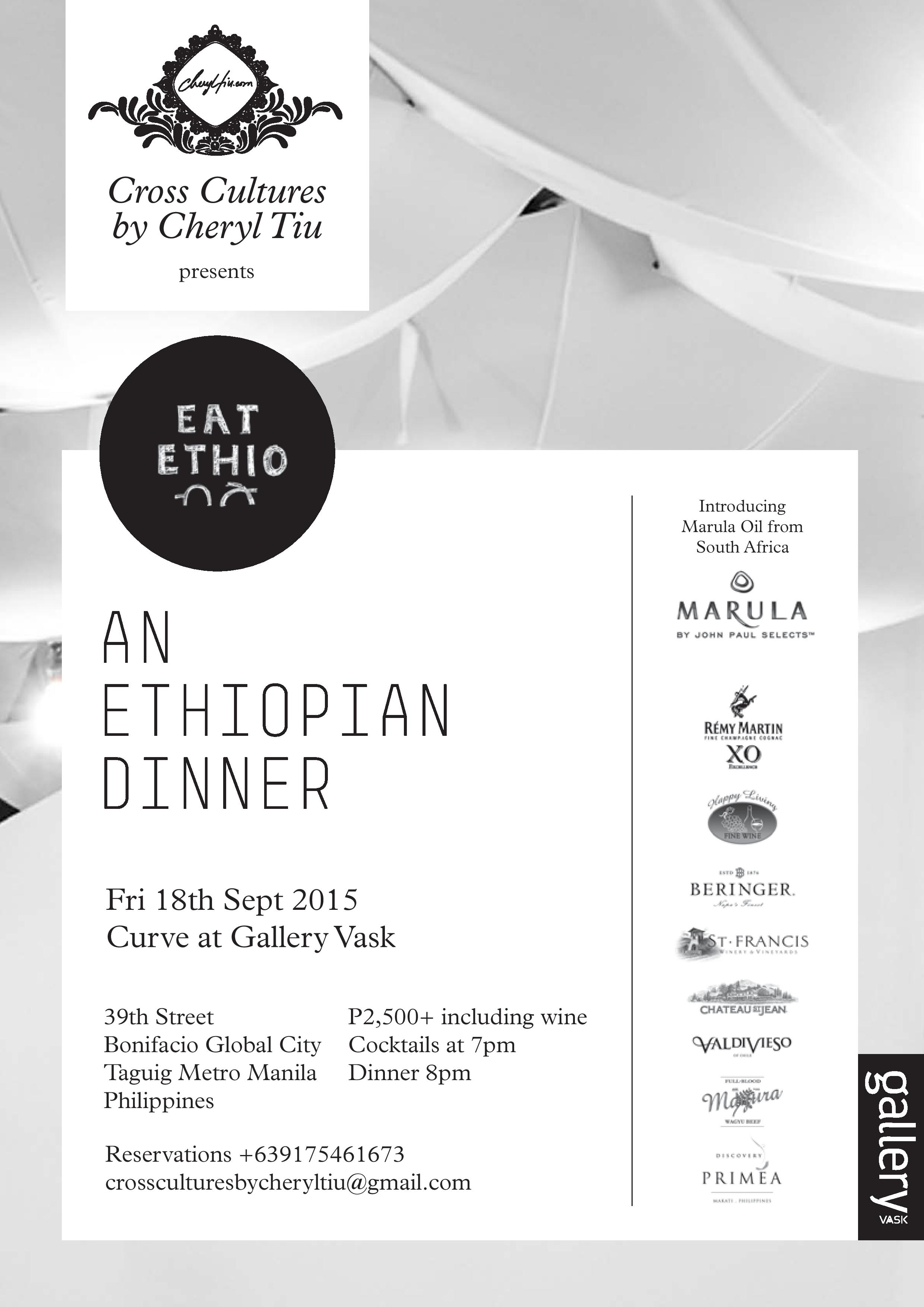 Introducing Cross Cultures by Cheryl Tiu… And Our First Ethiopian Pop Up Dinner!