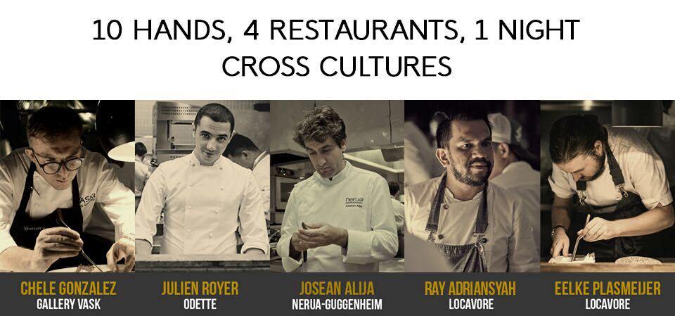 Cross Cultures Presents… Our First 10 Hands Dinner- Nerua, Odette, Locavore, Gallery Vask- on April 8 (SOLD OUT)