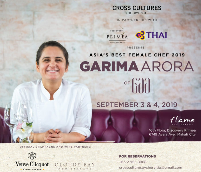 Cross Cultures Presents… Asia’s Best Female Chef 2019 Garima Arora of Gaa (Sept. 3 & 4, 2019)